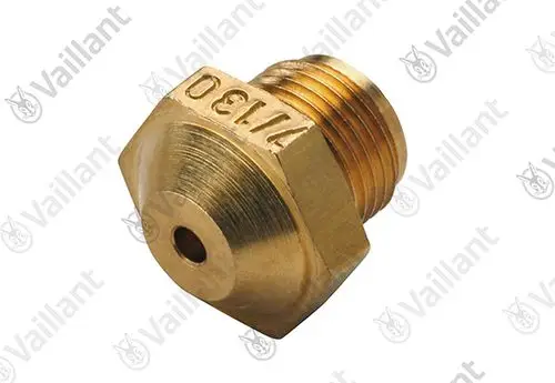 Messingdüse von Vaillant mit gewendeltem Anschluss und zylindrischer Form, geeignet für Heizungs- oder Brennersysteme.
